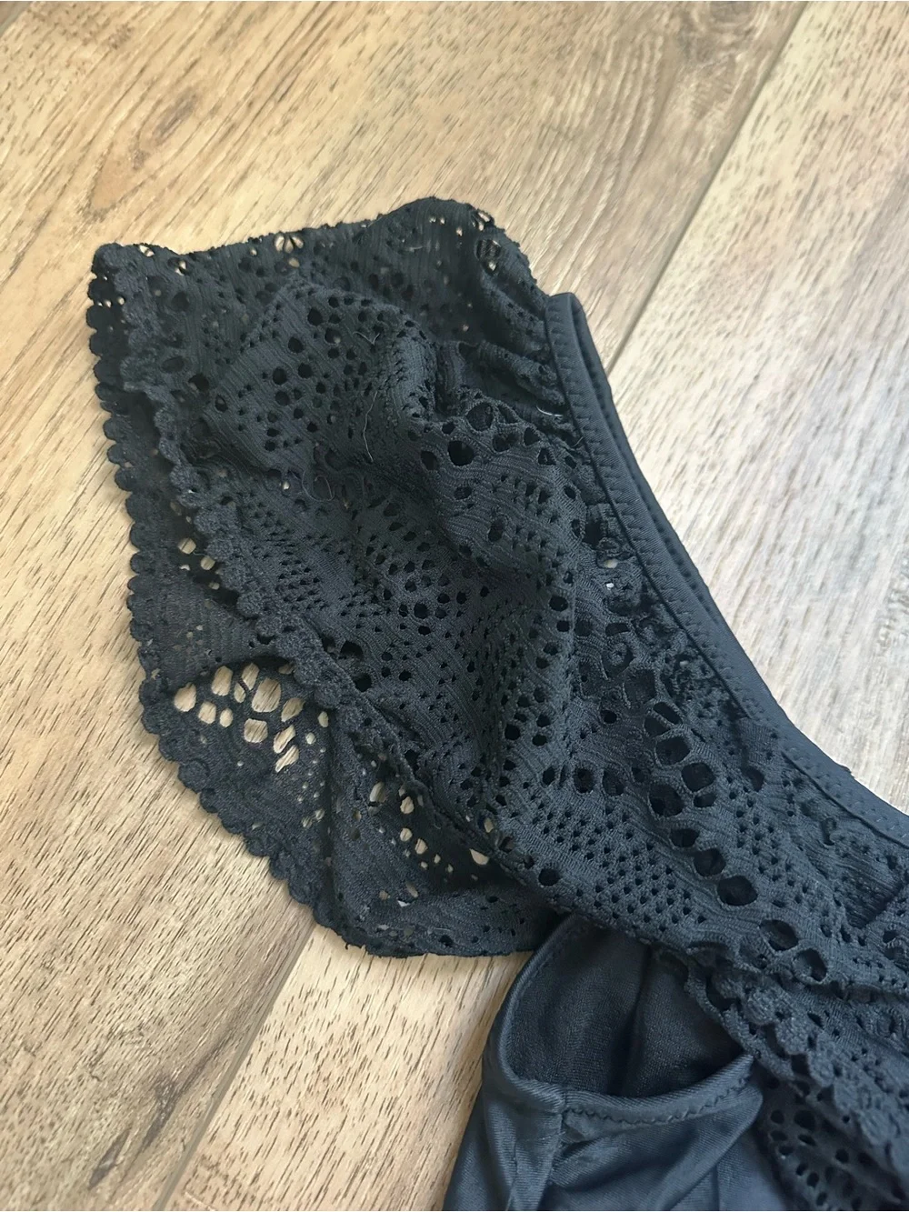 NEW! Shade & Shore Women’s One Piece Swimsuit, Solid Black, Lace Overlay, XL